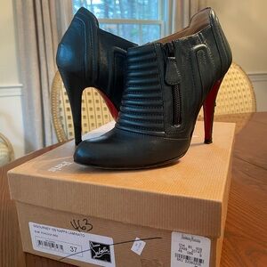 Christian Louboutin Sigourney Peacock Blue Leather Ankle Boots